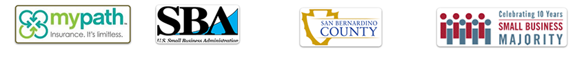 My Path Logo Small Business Administration Logo San Bernardino County Logo Small Business Majority Logo